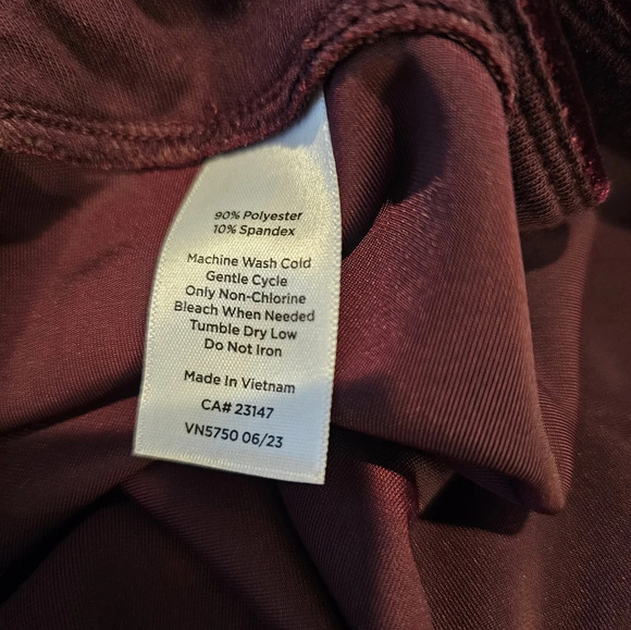 Talbots Plus •Size 22W• Pull On Velveteen Burgundy Pants Career Casual •New Tag• - Picture 9 of 11